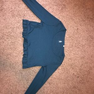 cropped olive green/turquoise sweater